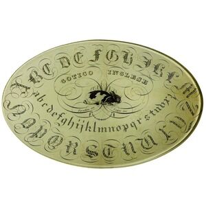 John Derian Glass Tray Unisex 9"x6" Green Excellent Gotico Inglese Rabbit Oval